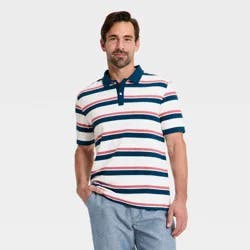 Men's Vintage Polo Shirt - Goodfellow & Co™ White Striped S
