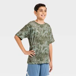 Boys' Short Sleeve Active T-Shirt - All In Motion™ Olive Green XS