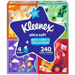Kleenex Ultra Soft Facial Tissues - Self-Care Awareness Pack - 4pk/60ct