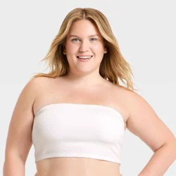 Women's Cotton Ribbed Unlined Bandeau Bra - Wild Fable™ White XXL