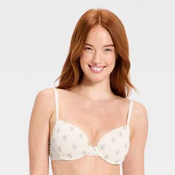 Women's Everyday Cotton Demi Lightly Lined T-Shirt Bra - Auden™ White 34D