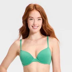 Women's Everyday Cotton Demi Lightly Lined T-Shirt Bra - Auden™ Merry Green 34DD