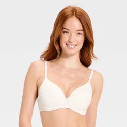 Women's Lightly Lined Full Coverage Bra - Auden™ White 34B