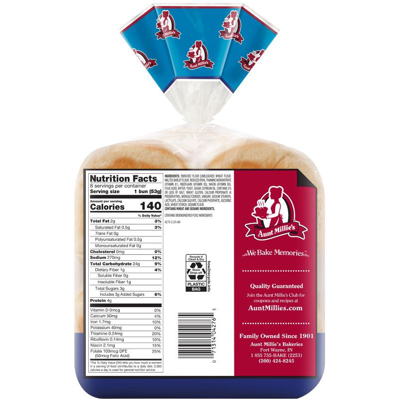 slide 2 of 6, Aunt Millie's Stadium White Hamburger Buns - 15oz/8ct, 8 ct; 15 oz