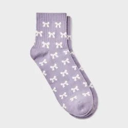 Women's Fashion Ribbed Ankle Single Embroidered Socks - Lavender
