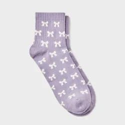 Women's Fashion Ribbed Ankle Single Embroidered Socks - Lavender