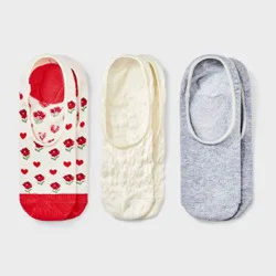Women's Heart & Flowers Liner Socks - A New Day™ Red Mix