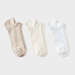 Women's Arrow Texture Low Cut Socks - A New Day™ White Mix