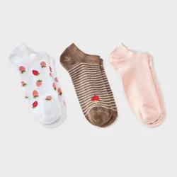 Women's Strawberries Low Cut Socks - A New Day™ Brown Heather Mix