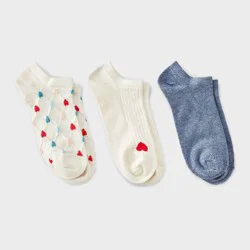 Women's Hearts Low Cut Socks - A New Day™ Sour Cream