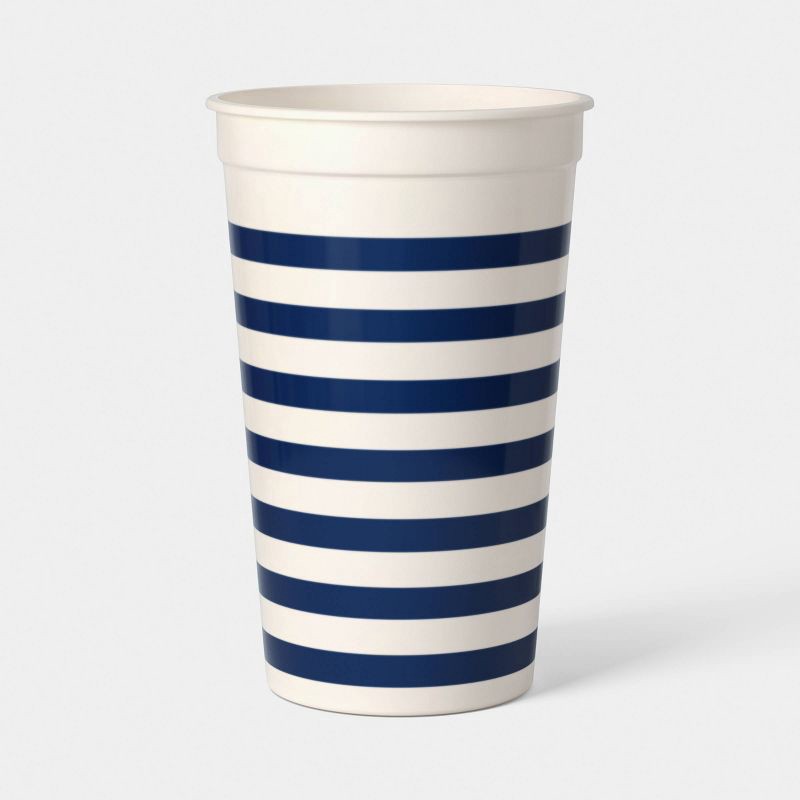 slide 1 of 3, 16 fl oz Plastic Tall Tumbler Navy Striped - Room Essentials™, 16 fl oz
