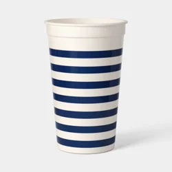 16 fl oz Plastic Tall Tumbler Navy Striped - Room Essentials™