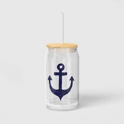 15oz Glass Anchor Tumbler with Lid - Room Essentials™