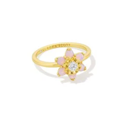 Kendra Scott Alyssa Band Ring - Gold/Pink Opalite Crystal Size 7