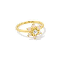 Kendra Scott Alyssa Band Ring - Gold/White Opalite Crystal Size 8