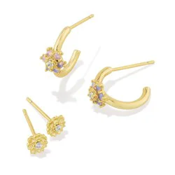 Kendra Scott Alyssa Set Of 2 Earrings - Gold/Pink Opalite Crystal