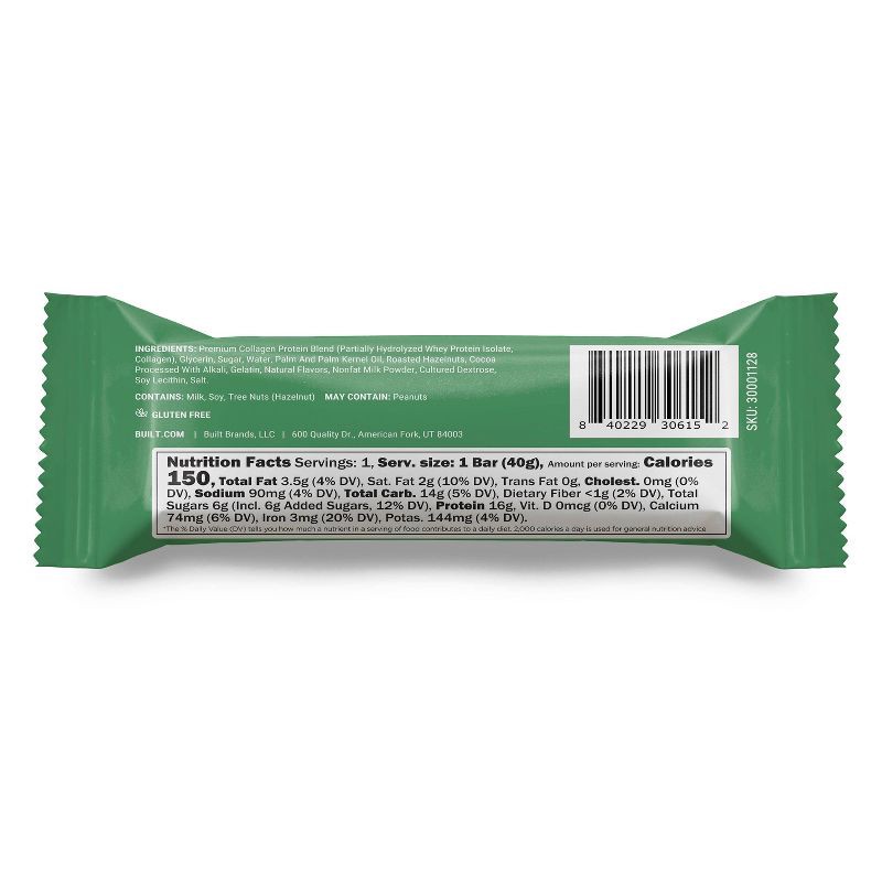 slide 2 of 3, Built Bar Chocolatey Hazelnut Puff Protein Bar - 16g Protein - 1.41oz, 16 gram, 1.41 oz