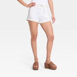 Women's Pull-on Drawstring High-Rise Jeans Shorts - Universal Thread™ White 16
