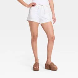 Women's Pull-on Drawstring High-Rise Jeans Shorts - Universal Thread™ White 16