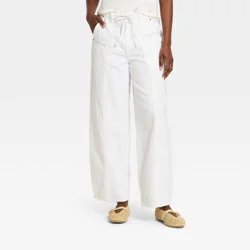 Women's High-Rise Drawstring Soft Utility Jeans - Universal Thread™ White 10