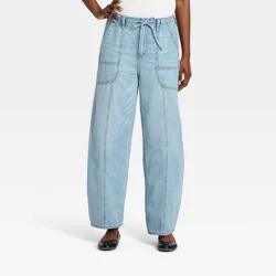 Women's High-Rise Drawstring Soft Utility Jeans - Universal Thread™ Light Wash 8