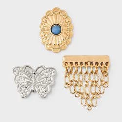 Western Butterfly Fringe Pin 3pc Set - Universal Thread™ Gold/Multi