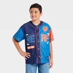 NERF Boys' Baseball Jersey - Navy Blue XS