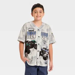 Boys' Monster Jam Baseball Jersey - Gray S