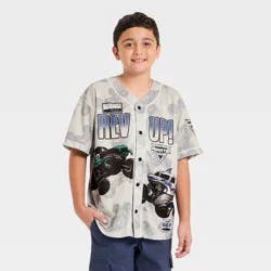 Boys' Monster Jam Baseball Jersey - Gray S