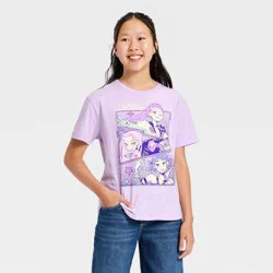 KPop Demon Hunters Girls' K-Pop Demon Hunters Short Sleeve Oversized Graphic T-Shirt - Lavender XL