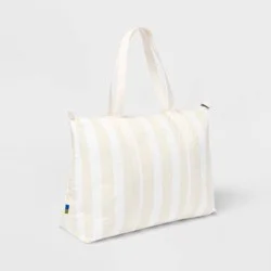 14" Americana Packable Tote Bag - Open Story™ Cream Stripe