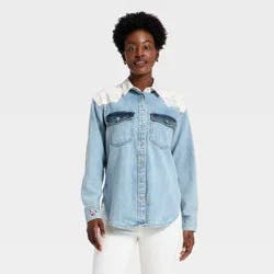 Women's Relaxed Western Craft Button-Down Denim Shirt - Universal Thread™ Light Wash XL