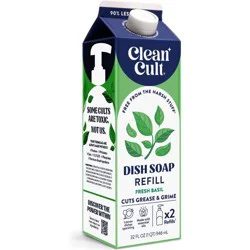 Clean Cult Cleancult Fresh Basil Liquid Dish Soap Refills - TGT Exclusive - 32 fl oz: Carton, Removes Grease, Dissolves Food
