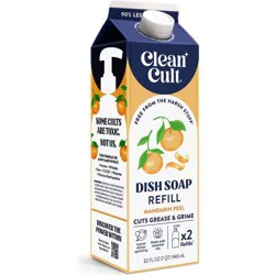 Clean Cult Cleancult Mandarin Peel Liquid Dish Soap Refills - 32 fl oz: Carton, Removes Grease, Ceramic Dishes