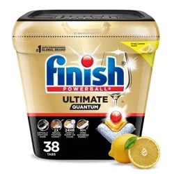 Finish Lemon Ultimate Dishwasher Detergent Tablets - 38ct: Plastic Bag, Dissolves Food