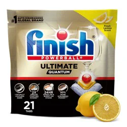 Finish Lemon Ultimate Dishwasher Detergent Tablets - 21ct: Dissolves Food, For Kitchen Appliance