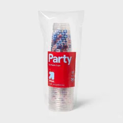 Disposable Clear Cups - Red White Blue - 18oz/30ct - up&up™: Star Pattern, 4.76" Height, 3.94" Width