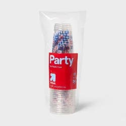 Disposable Clear Cups - Red White Blue - 18oz/30ct - up&up™: Star Pattern, 4.76" Height, 3.94" Width