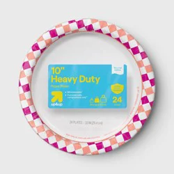 Disposable Plates 10" - Pink/Orange Checkered - 24ct - up&up™