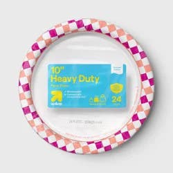 Disposable Plates 10" - Pink/Orange Checkered - 24ct - up&up™