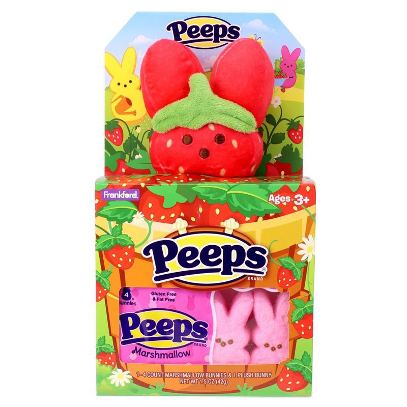slide 1 of 4, Peeps Plush Strawberry Candy Gift Set - 1.5oz, 1.5 oz