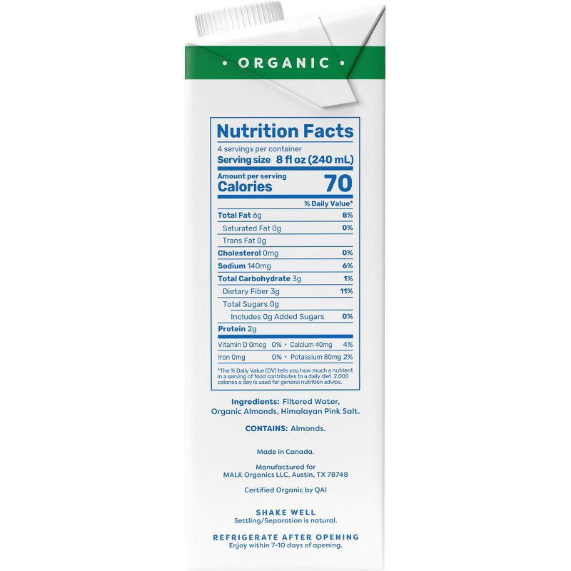 slide 4 of 6, MALK Organics Unsweetened Gluten Free Organic Shelf Stable Almond Milk - 32 fl oz, 32 fl oz
