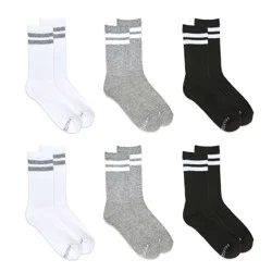 Women's Striped 6pk Crew Socks - Fruit of The Loom™ - Gray