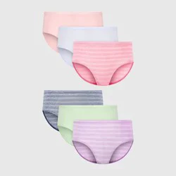 Hanes Girls' 6pk Microfiber Neutrals Hipster Underwear - 14