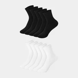 Hanes Boys' 10pk Premium Crew Socks - Black/White M