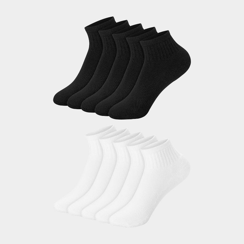 slide 1 of 5, Hanes Boys' 10pk Premium Ankle Socks - Black/White S, 10 ct