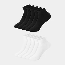 Hanes Boys' 10pk Premium Ankle Socks - Black/White M