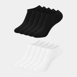 Hanes Boys' 10pk Premium No Show Socks - Black/White S