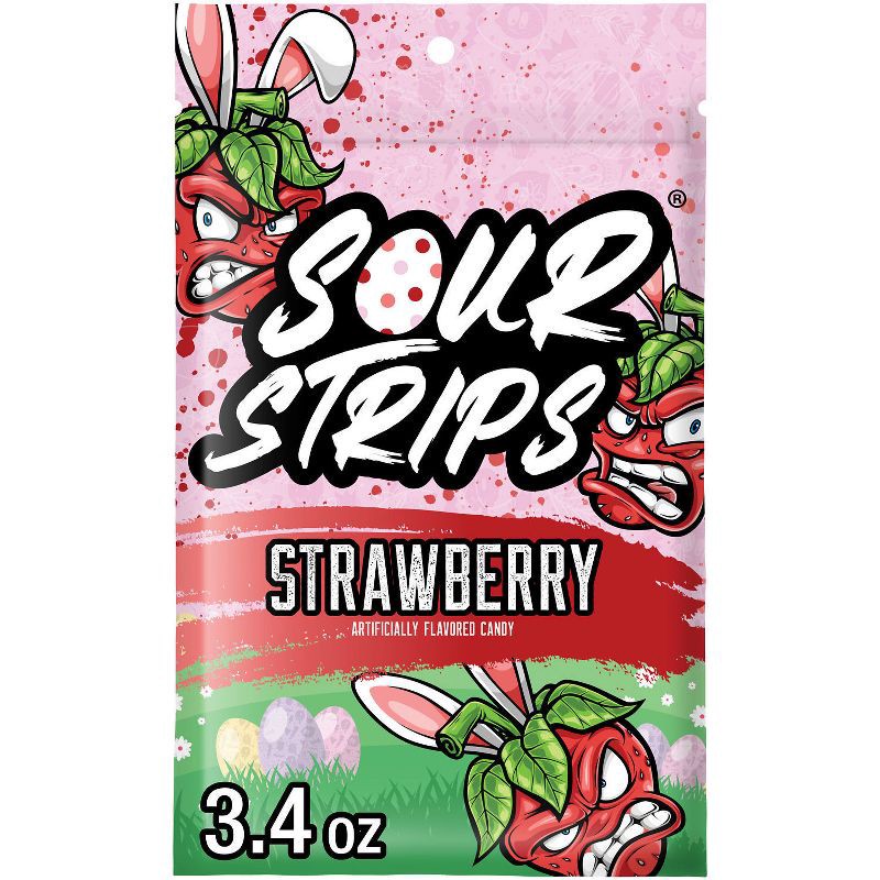slide 1 of 7, Sour Strips Strawberry Easter Candy - 3.4oz, 3.4 oz