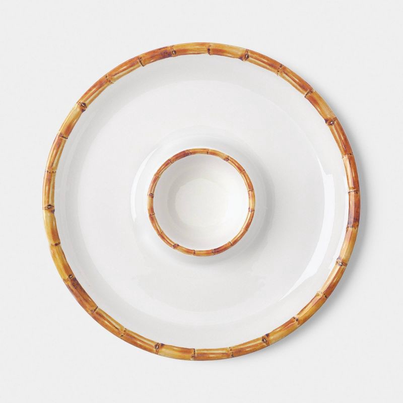 slide 1 of 3, 4gal Bamboo Border Chip and Dip Bowl - Threshold™, 4 gal
